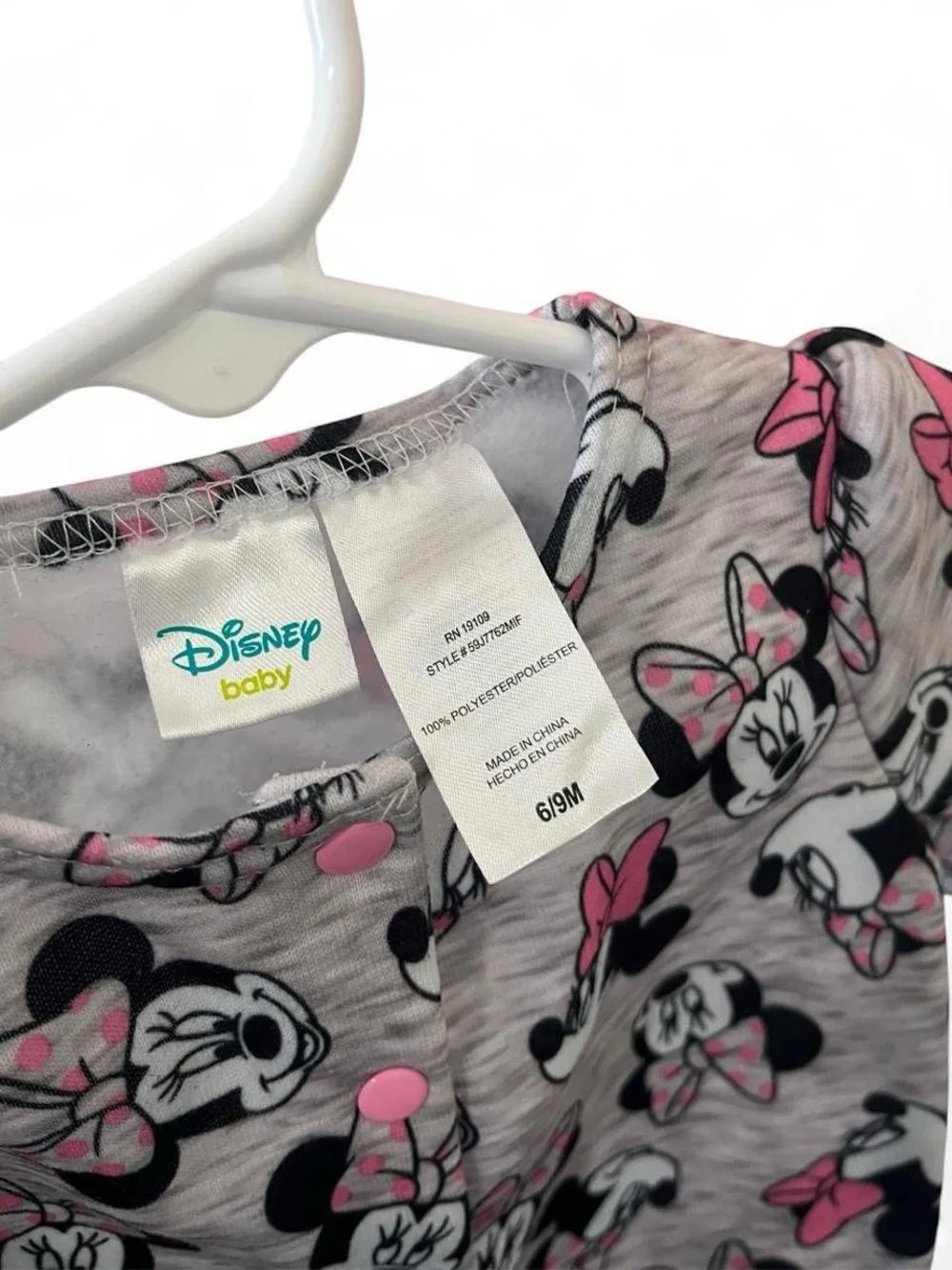 6-9M Girl Disney Baby 2 Piece Minnie Mouse Cardigan Footed Sweatpants Baby Girl